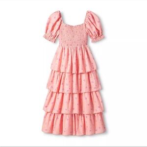 LoveShackFancy x Target Simone Smocked Tiered Pink Floral Dress Medium